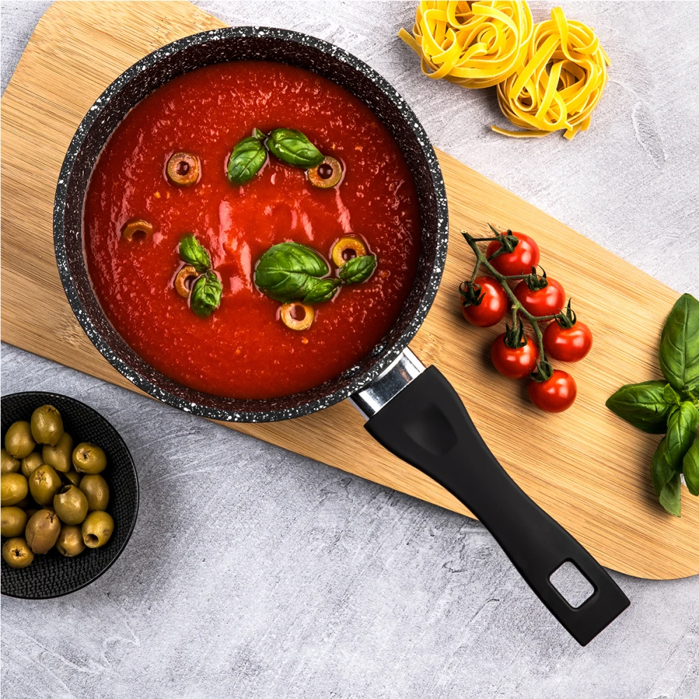 WCSP0009018MBB - Κατσαρολάκι Γάλακτος Από Αλουμίνιο Με Αντικολλητική Επίστρωση Μαρμάρου 1. 7 Lt / 18 cm & Γυάλινο Καπάκι