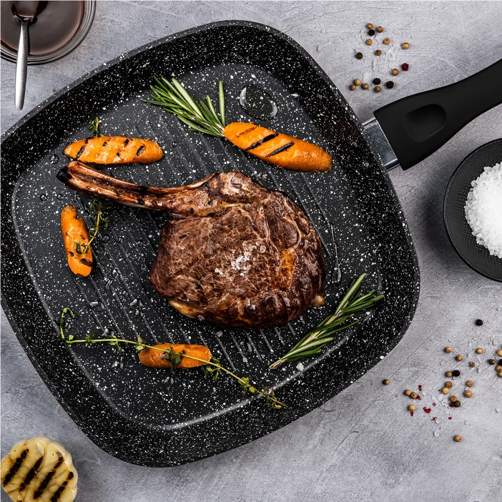 WCFP0009G28MBB - Γριλιέρα Από Αλουμίνιο Με Αντικολλητική Επίστρωση Μάρμαρου 28 cm