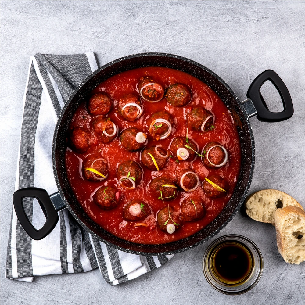 WCCC0009L28MBB - Ρηχή Κατσαρόλα Από Αλουμίνιο 3. 7 Lt / 28 cm Με Αντικολλητική Επίστρωση Μάρμαρου & Γυάλινο Καπάκι