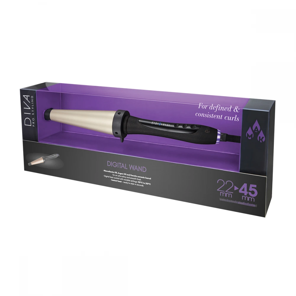 DIGITAL WAND 22-45MM - Επαγγελματικός Ψηφιακός Κώνος Μαλλιών Για Μπούκλες Με Κεραμική Πλάκα 210˚C