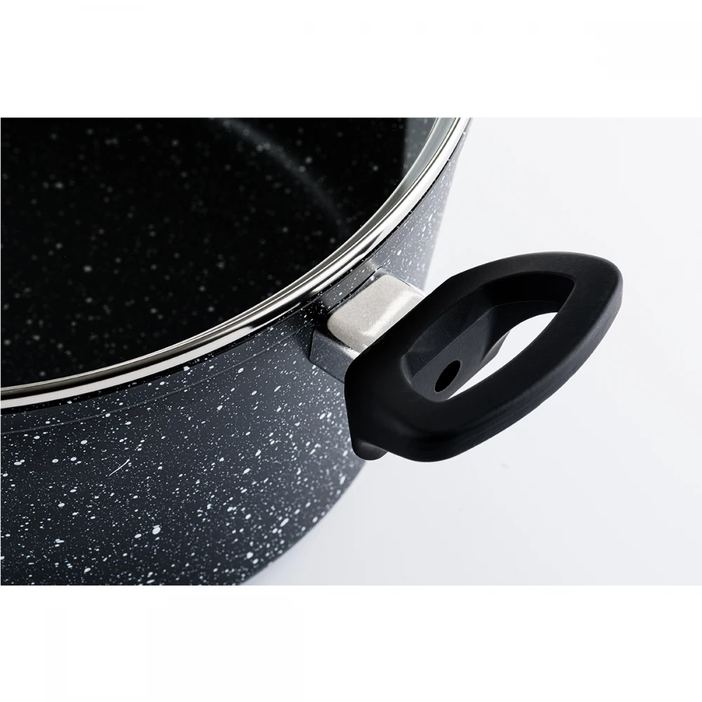 WCCC0009028MBB - Βαθιά Κατσαρόλα Από Αλουμίνιο 7. 1 Lt / 28 cm Με Αντικολλητική Επίστρωση Μάρμαρου & Γυάλινο Καπάκι