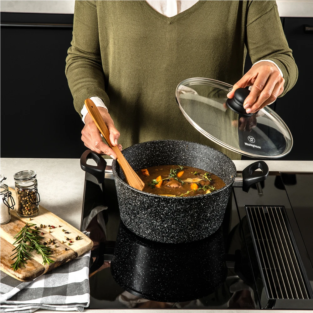 WCCC0009028MBB - Βαθιά Κατσαρόλα Από Αλουμίνιο 7. 1 Lt / 28 cm Με Αντικολλητική Επίστρωση Μάρμαρου & Γυάλινο Καπάκι