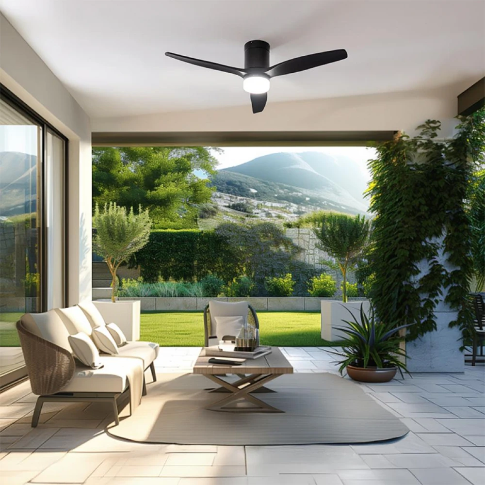 ENERGYSILENCE AERO 5600 AQUA BLACK&BLACK CONNECTED 08524 - Ανεμιστήρας Οροφής Wi-Fi IP44 με Τηλ/ριο 40W