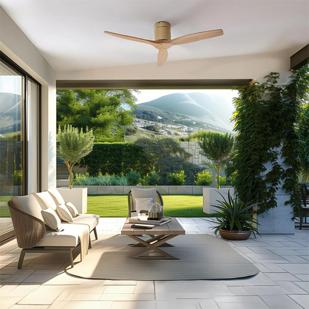 ENERGYSILENCE AERO 5500 AQUA GOLDLIGHTWOOD CONNECTED 08521 - Ανεμιστήρας Οροφής Wi-Fi IP44 με Τηλ/ριο 40W