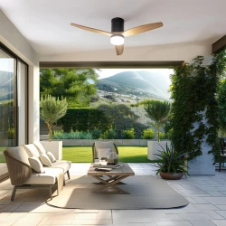 ENERGYSILENCE AERO 5600 AQUA BLACK&LIGHTWOOD CONNECTED 08533 - Ανεμιστήρας Οροφής Wi-Fi IP44 με Τηλ/ριο 40W