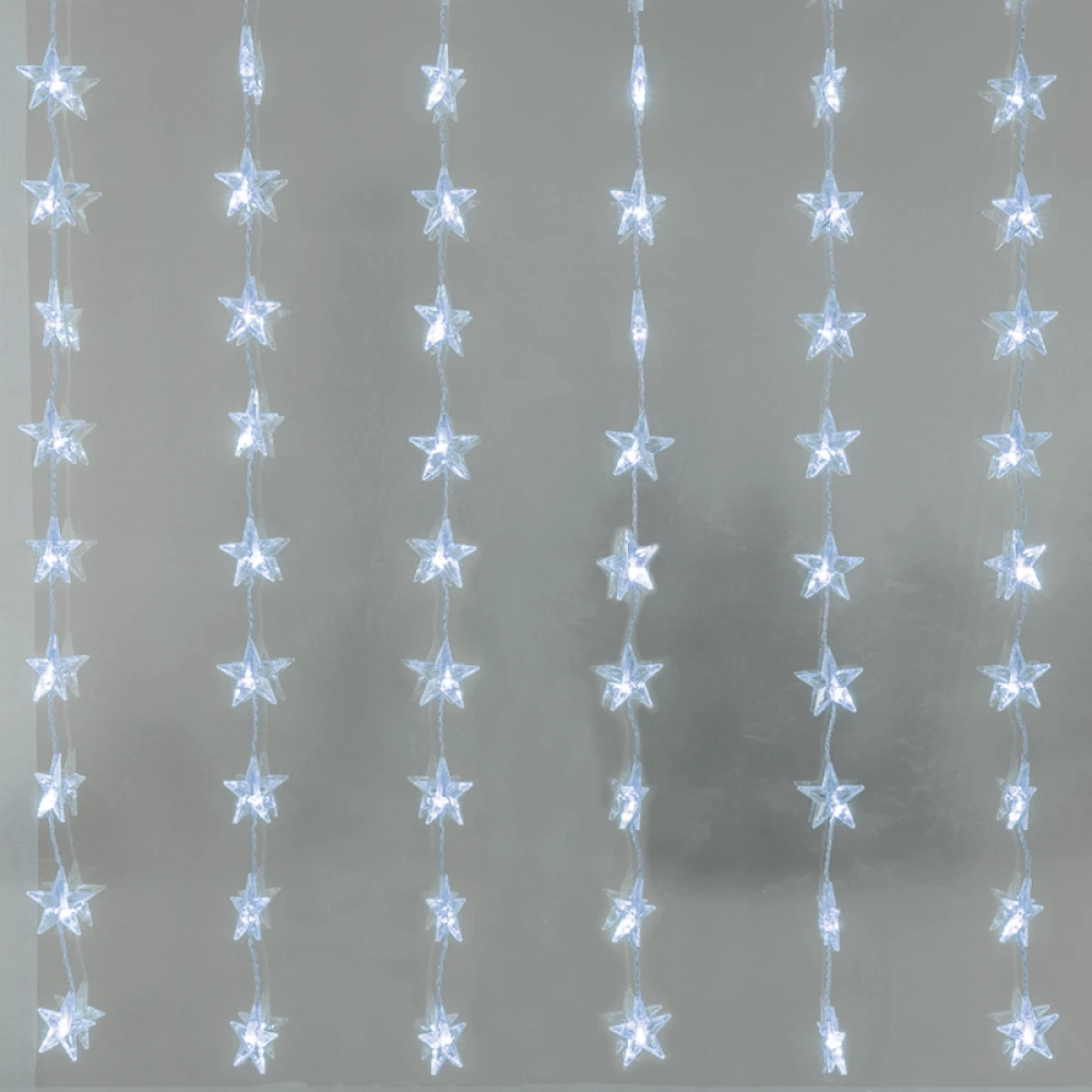 Κουρτίνα Με 48 Λαμπάκια LED Αστέρι Ψυχρό Λευκό 1.2mx5m IP44 ACA
