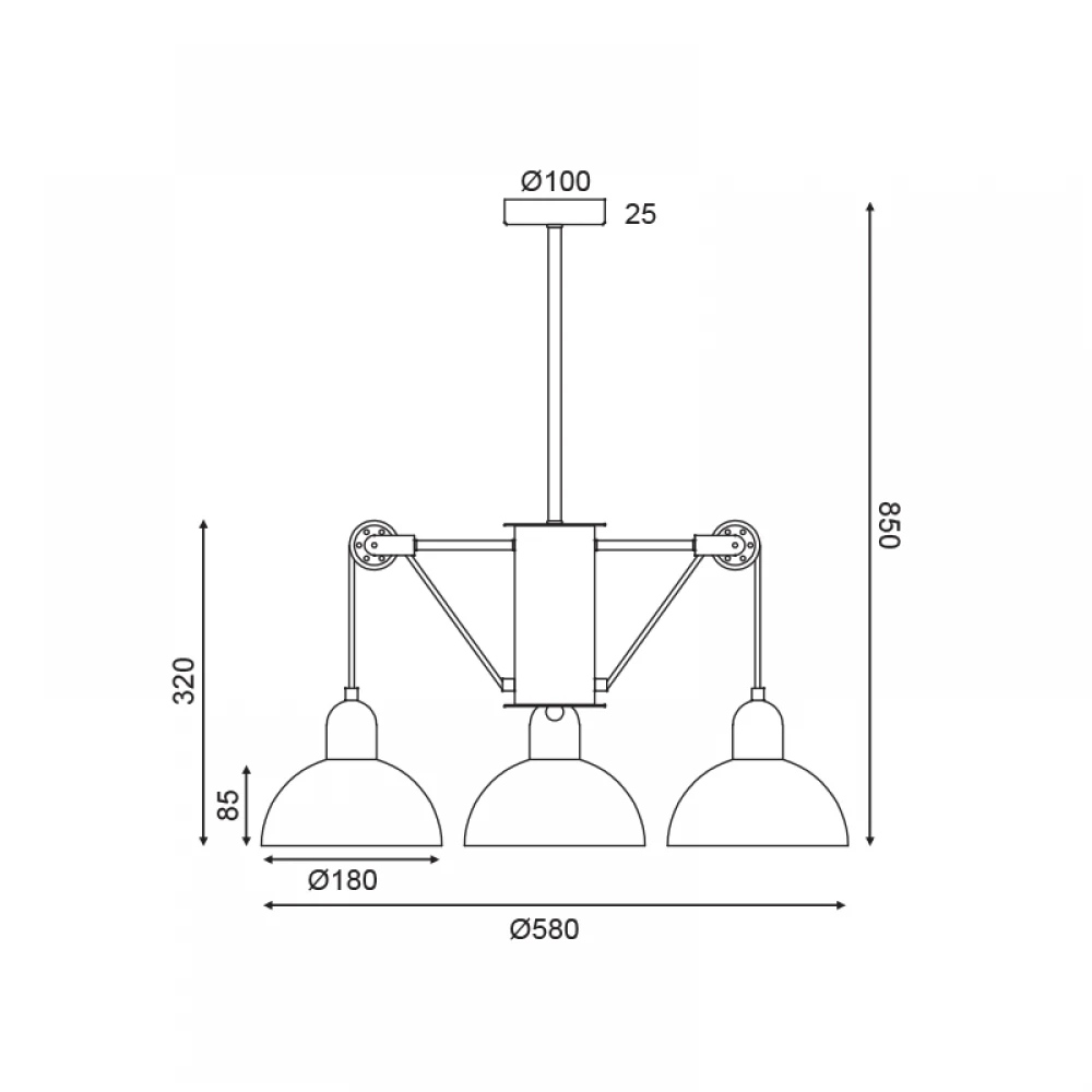 Κρεμαστό Φωτιστικό Τρίφωτο Μεταλλικό Σε Γκρι - Λευκό Χρώμα 3X E14 CEZANNE - ACA DECOR