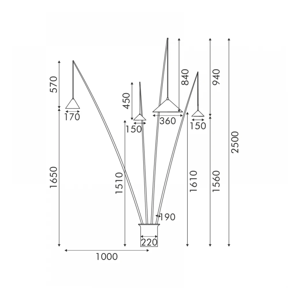 ΔΑΠΕΔΟΥ 4ΦΩΤΟ ΜΑΥΡΟ ΜΕΤΑΛΛΟ ΚΑΙ ΡΗΤΙΝΗ D100 H250cm 4ΧE27 DELIA ACA
