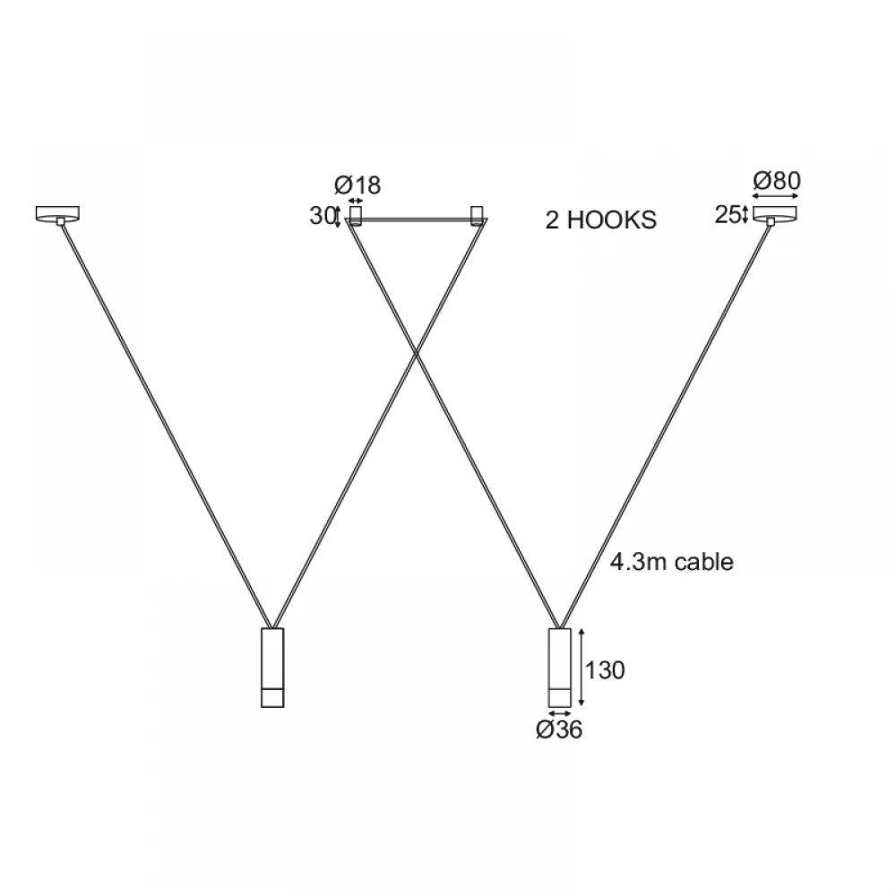 Κρεμαστό Φωτιστικό Αλουμίνιο Με Καλώδιο Σε Μαύρο Χρώμα 2xG9 TERES - ACA Decor