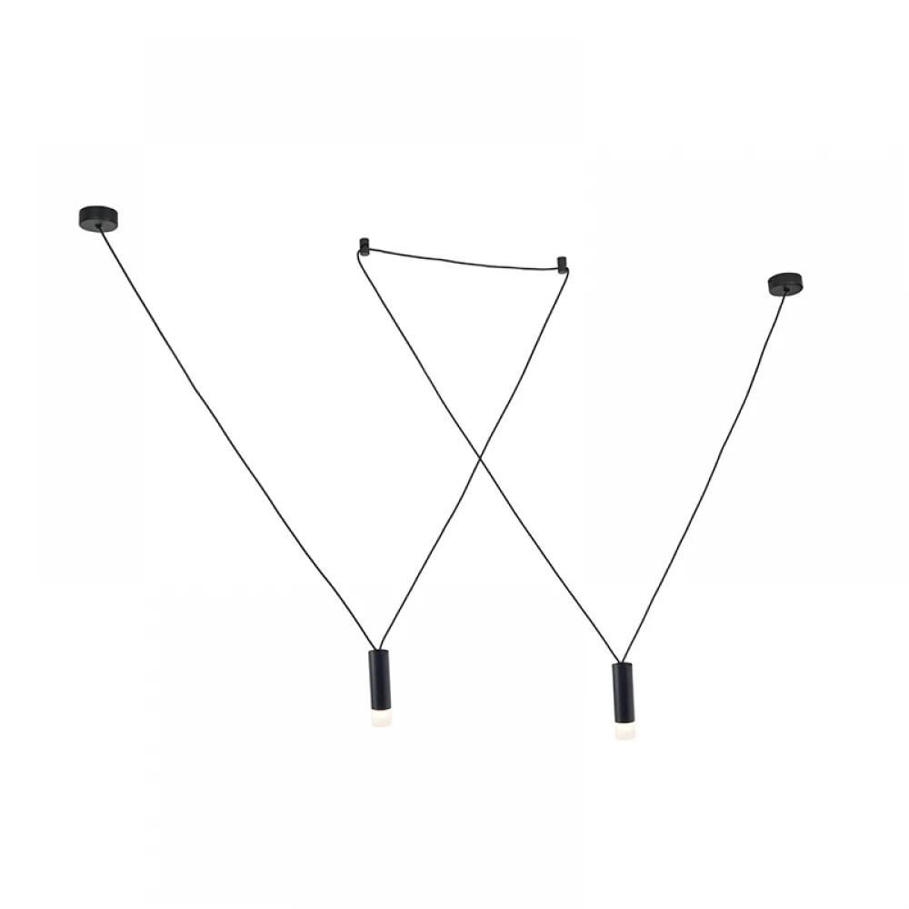 Κρεμαστό Φωτιστικό Αλουμίνιο Με Καλώδιο Σε Μαύρο Χρώμα 2xG9 TERES - ACA Decor