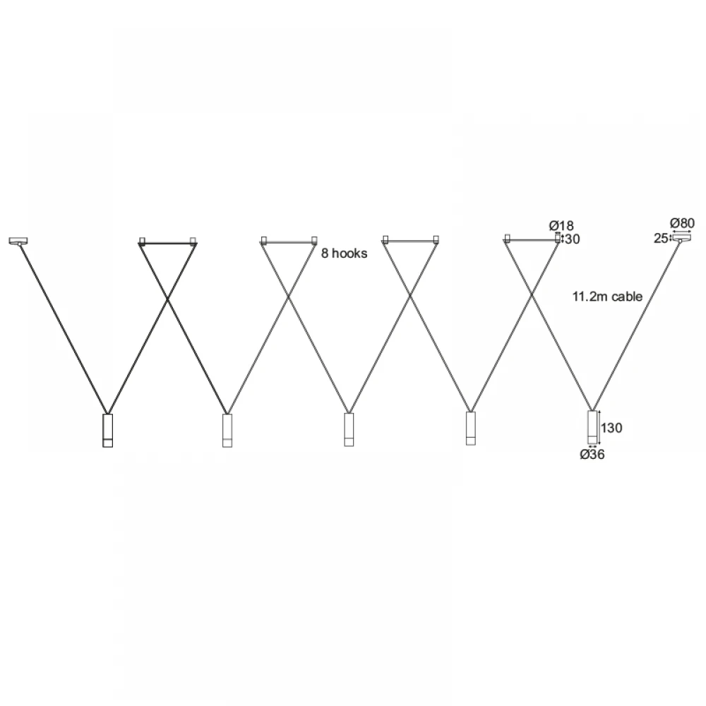 Κρεμαστό Φωτιστικό Αλουμίνιο Με Καλώδιο Σε Μαύρο Χρώμα 5xG9 TERES - ACA Decor