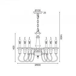 Vintage Πολυέλαιος Μεταλλικός Σε Αντικέ Σκουριά Χρώμα 6x E14 TOULOUSE - ACA DECOR