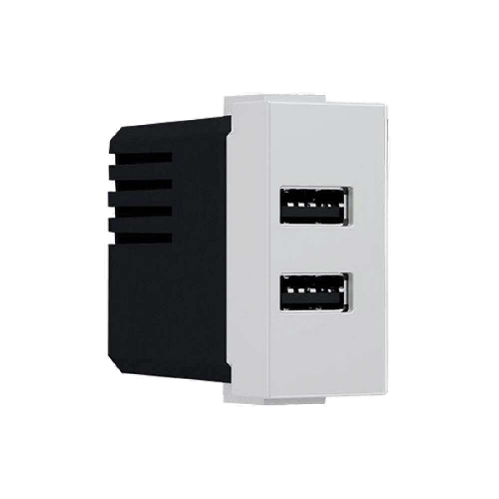 MODYS Πρίζα Τροφοδοσίας USB 1 ΣΤ. 2xUSB Ιβουάρ 5VDC 1.2A IP20 - Aca Elec