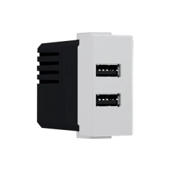 MODYS Πρίζα Τροφοδοσίας USB 1 ΣΤ. 2xUSB Ιβουάρ 5VDC 1.2A IP20 - Aca Elec