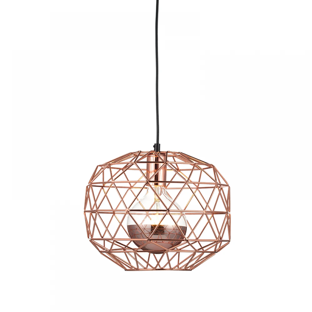 Vintage Κρεμαστό Φωτιστικό Με Πλέγμα Γυαλιστό Χάλκινο 1xE27 - Aca Decor