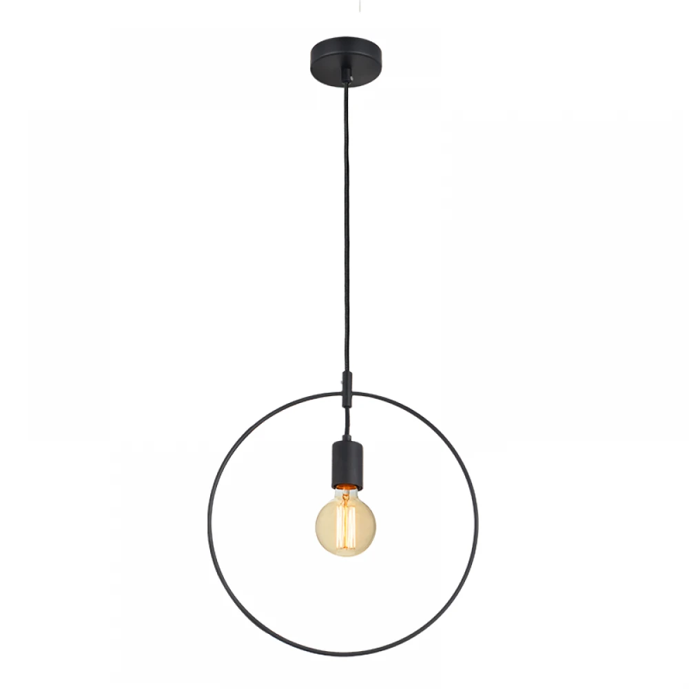 Μεταλλικό Κρεμαστό Φωτιστικό Μαύρο Κύκλος 1xE27 35cm TWIGGY - Aca Decor