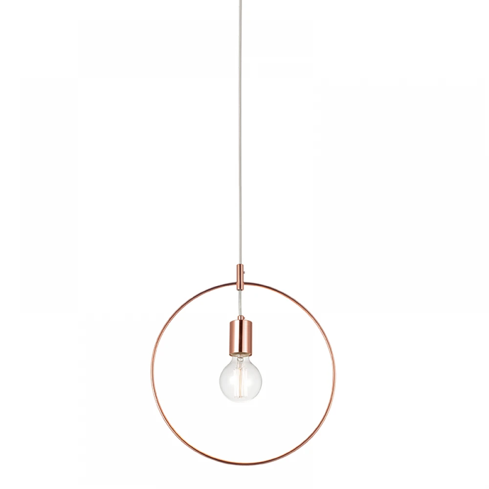 Μεταλλικό Κρεμαστό Φωτιστικό Χάλκινο Κύκλος 1xE27 35cm TWIGGY - Aca Decor