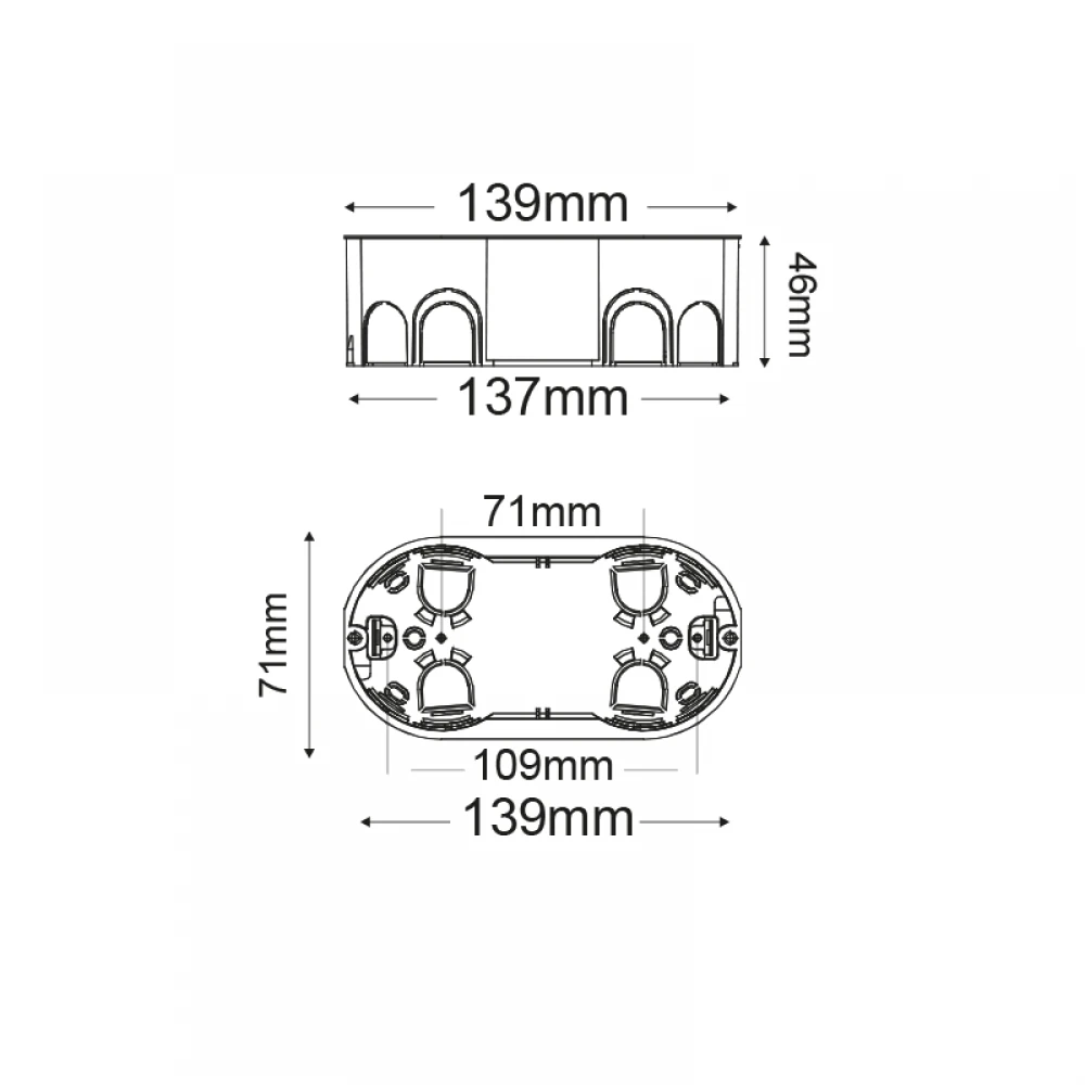 FL.MOUNT.JUNCT.HOLLOW WALLS BOX 4 MODULES ACA