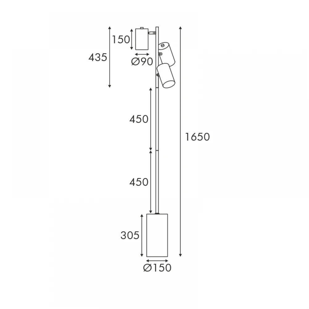 ΔΑΠΕΔΟΥ ΜΑΥΡΟ ΜΕΤΑΛΛΟ D15*H165cm 3ΧΕ27 KENNETH ACA