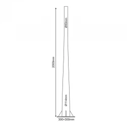 ΚΟΛΩΝΑ ΧΑΛΥΒΔΙΝΗ Φ60/114 2 ΜΕΤΡΩΝ 2,5mm ΚΩΝΙΚΗ ME ΘΥΡΙΔΑ ΕΠΙΣΚΕΨΗΣ RAL 7016 ACA