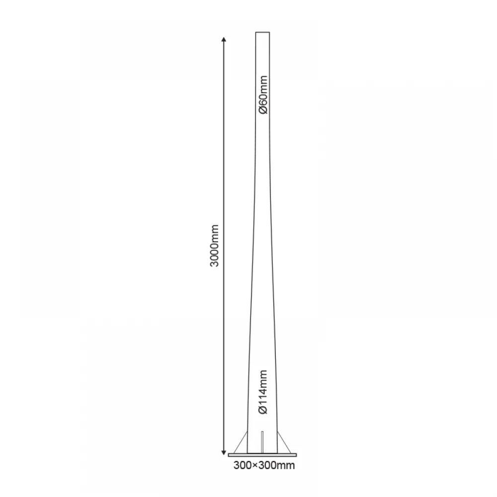 ΚΟΛΩΝΑ ΧΑΛΥΒΔΙΝΗ Φ60/114 3 ΜΕΤΡΩΝ 3mm ΚΩΝΙΚΗ ME ΘΥΡΙΔΑ ΕΠΙΣΚΕΨΗΣ RAL 7016 ACA