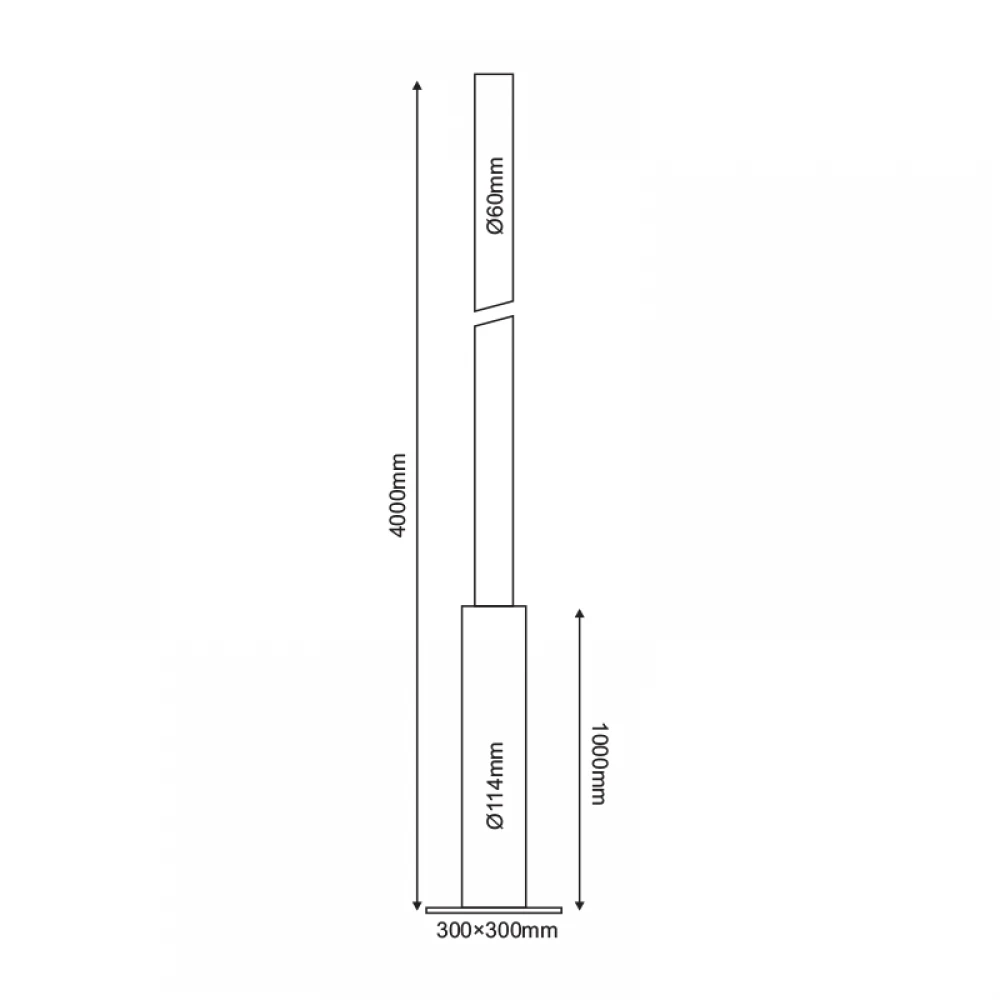 ΚΟΛΩΝΑ ΧΑΛΥΒΔΙΝΗ Φ60/114 4 ΜΕΤΡΩΝ 3mm ME ΘΥΡΙΔΑ ΕΠΙΣΚΕΨΗΣ RAL 7016, ΠΛΑΚΑ ΕΔΡΑΣΗΣ 300Χ300Χ10