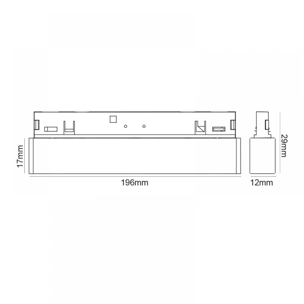 ΜΙΝΙ ΜΑΥΡΟ ΜΑΓΝΗΤΙΚΟ ΦΩΤΙΣΤΙΚΟ 24V DC 10W 4000K 500LM 36° RA90 5YRS L196ΜΜ aca
