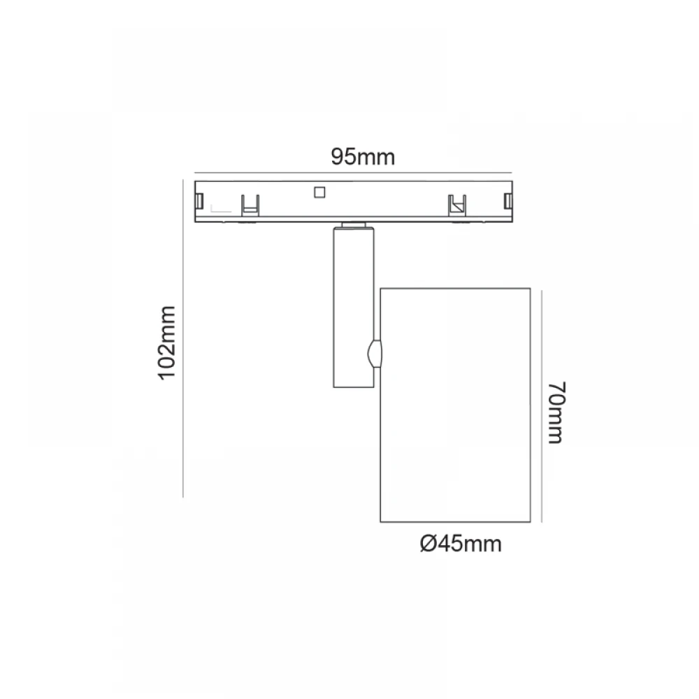 ΜΙΝΙ ΜΑΥΡΟ ΜΑΓΝΗΤΙΚΟ ΣΠΟΤ 24V DC 9W 4000K 870LM 38° RA90 5YRS Φ45*70(102)ΜΜ ACA