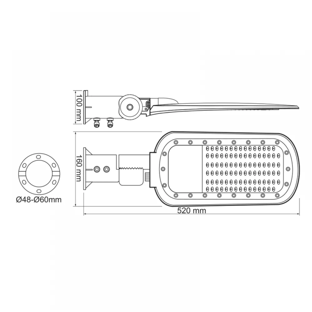 LED STREET LUMINAIRE 40W 5600LM 4000K 140x90˚ CLASS I 230V AC IP66 ACA