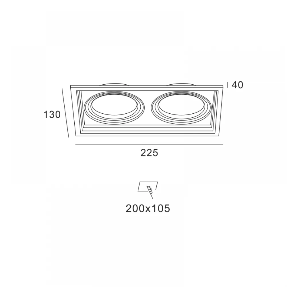WHITE COLOR SPOT 2xGU10 130x225 - ACA