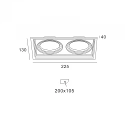 WHITE COLOR SPOT 2xGU10 130x225 - ACA