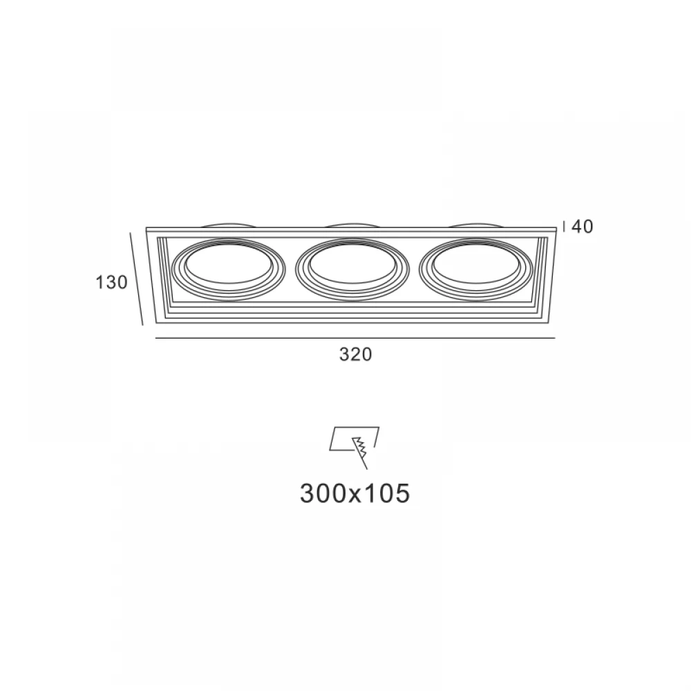 BLACK COLOR SPOT 3xGU10 130x320 - ACA