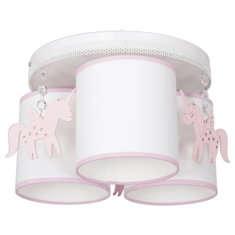 Φωτιστικό Οροφής Λευκό Uni με Μονόκερους 3-φωτο Ροζ - MiLagro