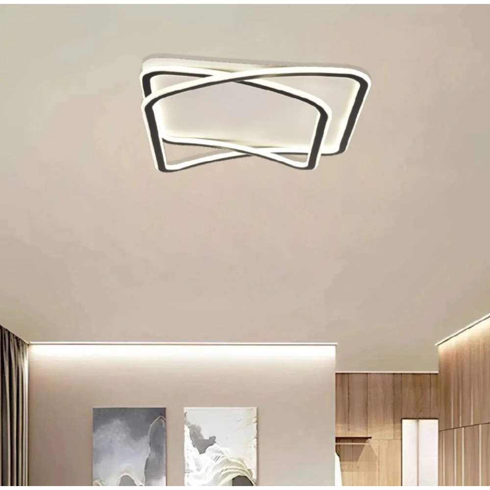Inlight Πλαφονιέρα οροφής LED 80W 8800LM 3CCT από μαύρo μέταλλο και λευκό ακρυ΄λικό D:50x50cm (42038-Black/white)