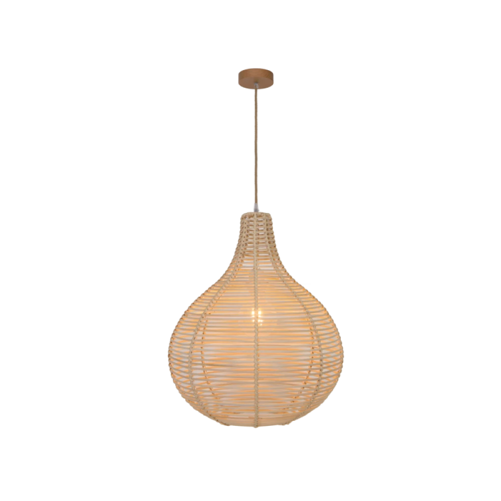 Κρεμαστό Φωτιστικό Μονόφωτο Από Rattan Ø42cm 1x E27 70W max BOLITA - Viokef