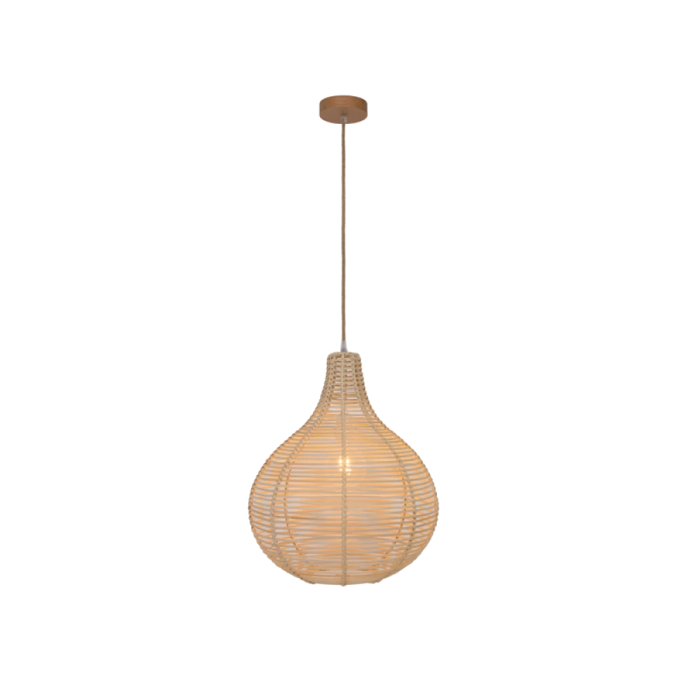 Κρεμαστό Φωτιστικό Μονόφωτο Από Rattan Ø30cm 1x E27 70W max BOLITA - Viokef