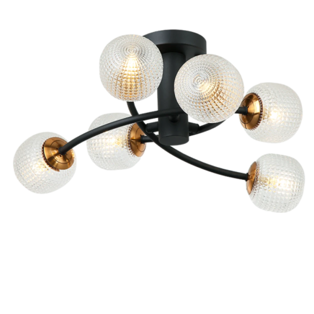 Πλαφονιέρα Μεταλλική Με Γυαλί Εξάφωτη 6x G9 IFIGENIA - Viokef