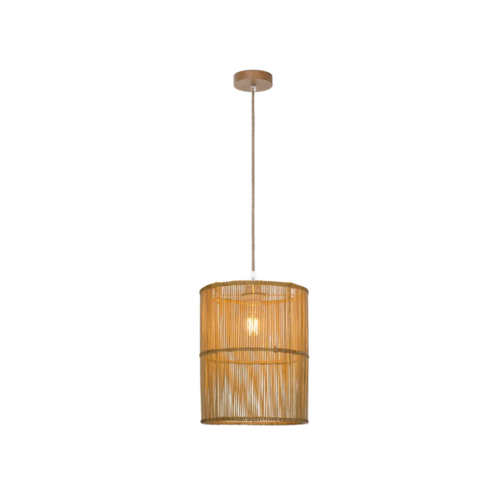 Κρεμαστό Φωτιστικό Μονόφωτο Από Rattan Ø26cm 1x E27 70W max LETA - Viokef