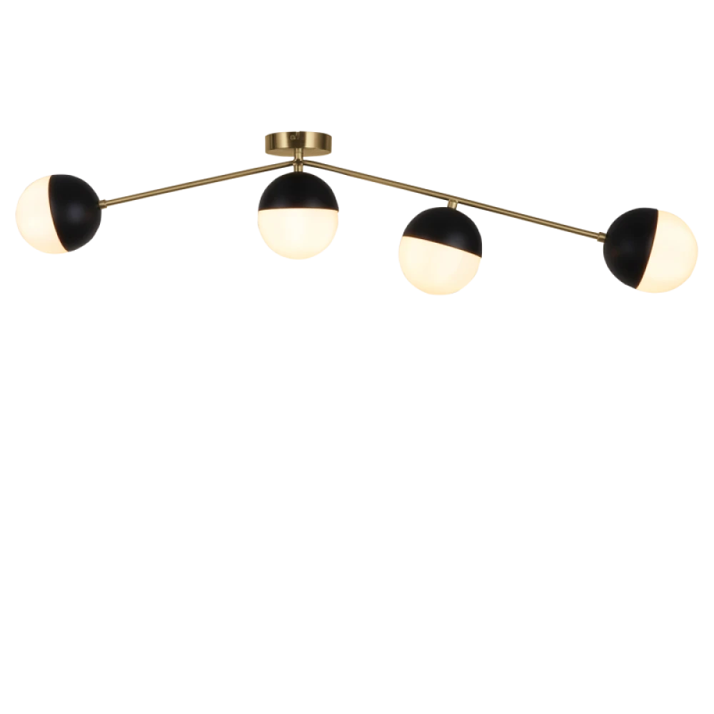 Πλαφονιέρα Πολύφωτη Σε Μαύρο-Χρυσό Χρώμα 4x G9 40W max ORBIT - Viokef