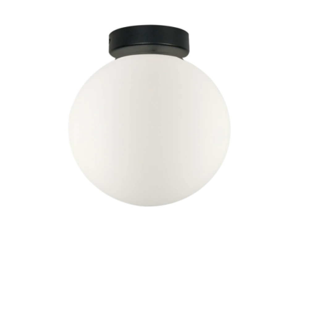 Πλαφονιέρα Σφαιρική Σε Λευκό - Μαύρο Χρώμα D150mm 1x GU9 STONE VIOKEF