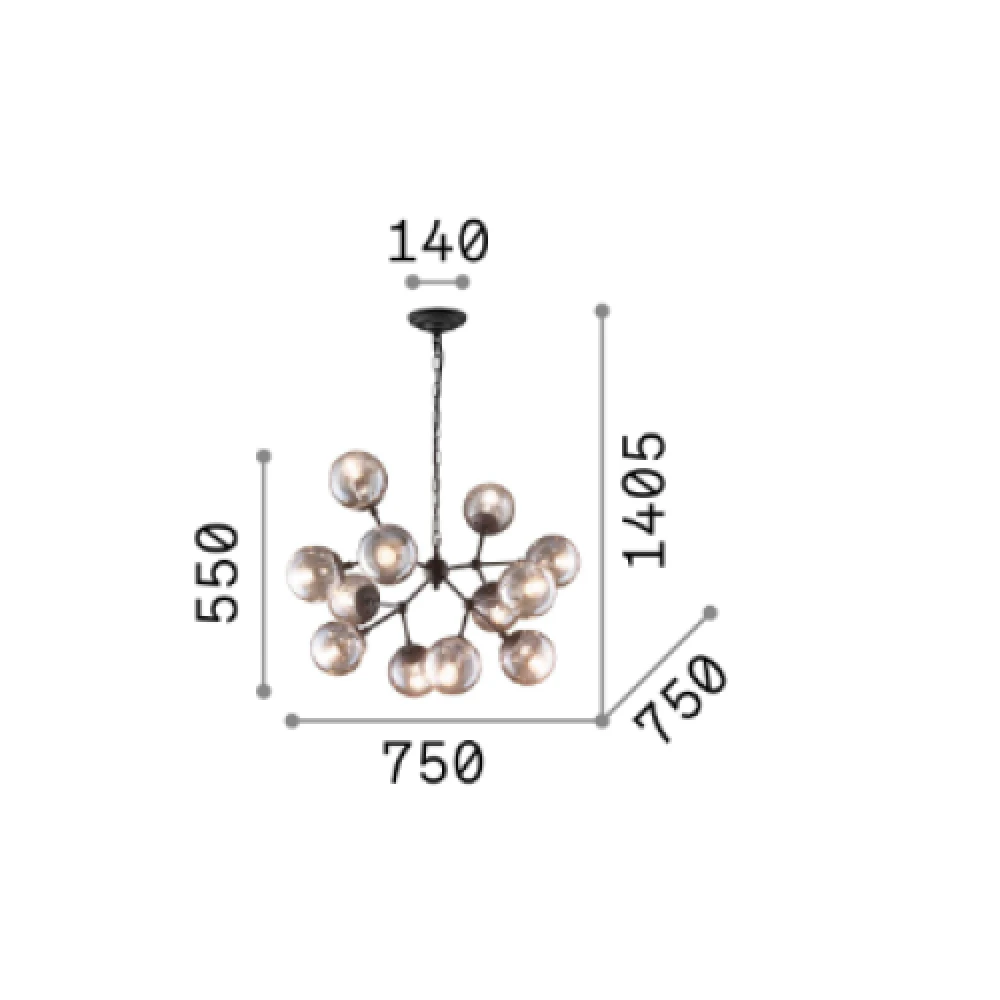 12ΦΩΤΟ ΦΩΤΙΣΤΙΚΟ ΟΡΟΦΗΣ ΜΕΤΑΛΛΙΚΟ ΜΑΥΡΟ KEPLER SP12 IDEAL LUX