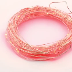 Λαμπάκια Σειρά 100 LED Χρονοδιακόπτης Κόκκινο Φωτισμό, Ασημί Καλώδιο Χάλκινο Μπαταρίας 3xAA IP44 10μ και 10cm