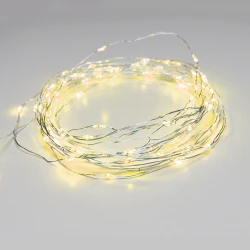 Fairy Lights 100 LED Λαμπάκια σε Σειρά Ρεύματος , Ασημί Καλώδιο Χαλκού Και 8 Προγράμματα, Κίτρινο 10m+3m 1,8W IP44 - ACA Christmas