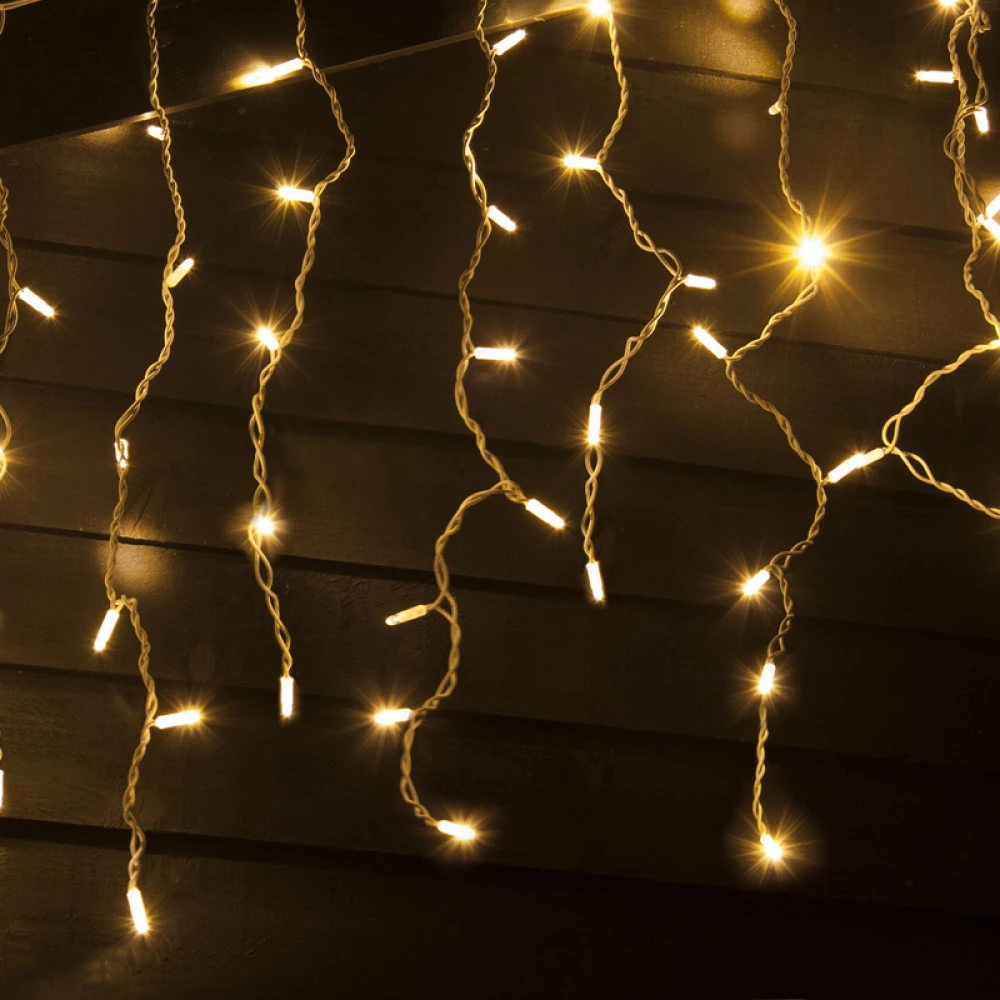 144Led Σταθερή Βροχή Καουτσούκ Με Επέκταση Ip65 300 x 60(h)cm Λευκό Καλώδιο/ Θερμό Λαμπάκι