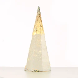 "SILVER & WHITE SEQUIN CONE TREE" 20 WW LED ΛΑΜΠΑΚΙΑ ΜΠΑΤΑΡΙΑΣ 3ΧΑΑ,IP20 Φ20,5Χ60CM