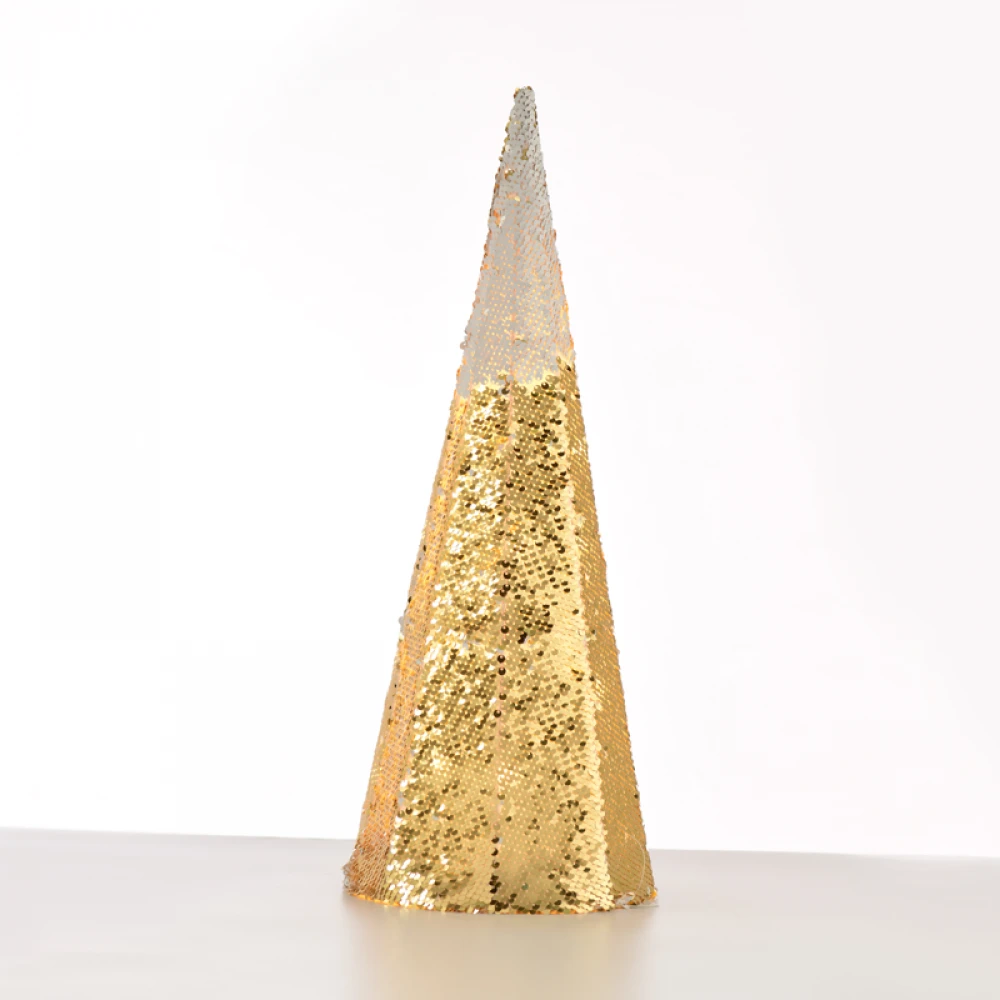 "CHAMPAGNE GOLD & WHITE SEQUIN CONE TREE" 35 WW LED ΛΑΜΠΑΚΙΑ ΜΠΑΤΑΡΙΑΣ 3ΧΑΑ,IP20 Φ27.5X90CM