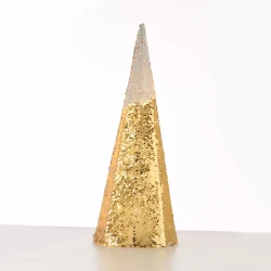 "CHAMPAGNE GOLD & WHITE SEQUIN CONE TREE" 35 WW LED ΛΑΜΠΑΚΙΑ ΜΠΑΤΑΡΙΑΣ 3ΧΑΑ,IP20 Φ27.5X90CM