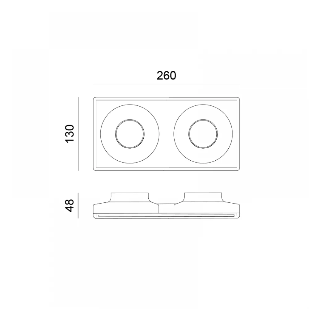 ΣΤΡΟΓΓΥΛΟ ΔΙΠΛΟ ΓΥΨΙΝΟ TRIMLESS ΣΠΟΤ 260*130*45 REMY 2*GU10 ACA