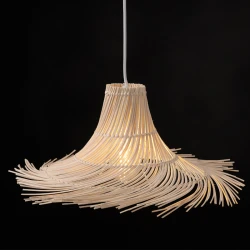 Κρεμαστό Φωτιστικό Από BAMBOO 1ΧΕ27 RATTAN D65xΗ19CM ΣΥΜΗ - ACA DECOR