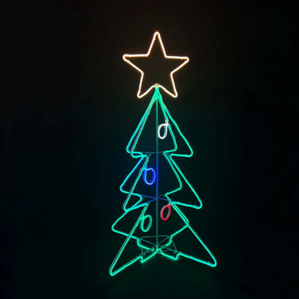 3D CHRISTMAS TREE 1000 LED ΔΙΠΛΗΣ ΟΨΗΣ 9.5m ΦΩΤΟΣΩΛΗΝΑ ΠΟΛΥΧΡΩΜΟ ΣΤΑΘΕΡΟ IP65 75*75*130cm